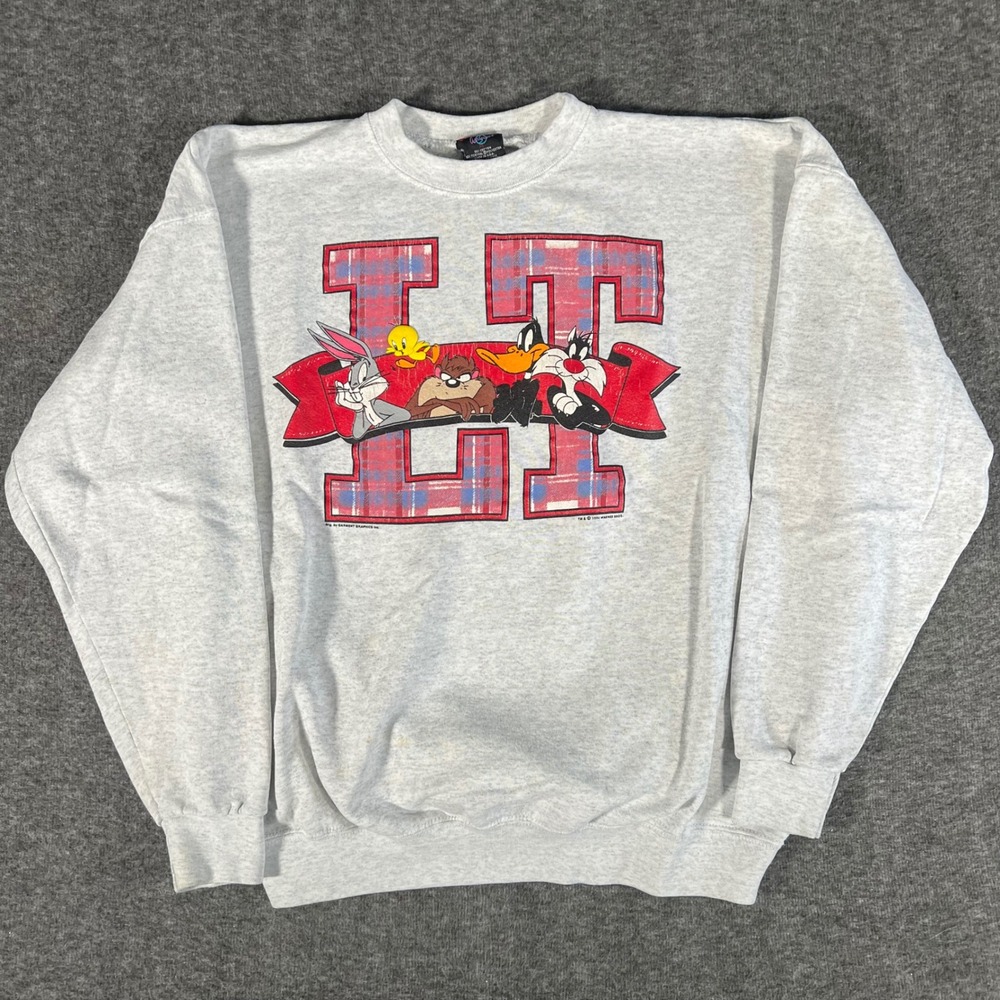 Vintage 90s Looney Tunes Crewneck Sweatshirt Gray XL Bugs Bunny Daffy Duck 1994